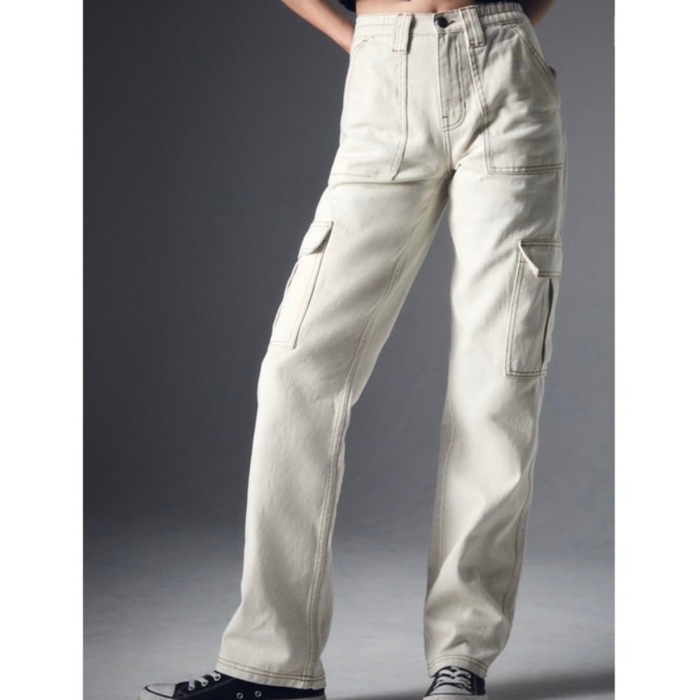 Pacsun Women's Utility Cargo Pants, Off White - Picture 7 of 8